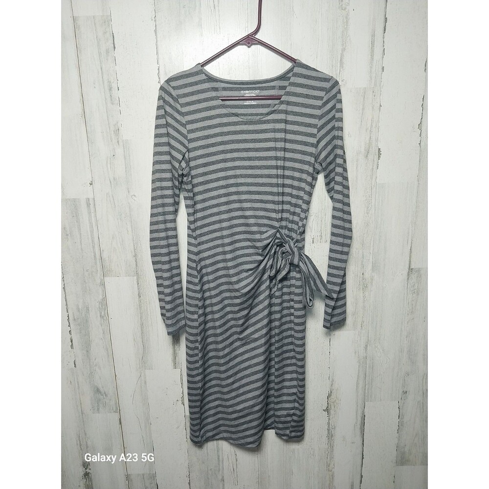 Exofficio Womens Wanderlux Stripe Salama Dress Charcoal Heather Gray Small